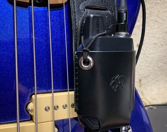 Strap Pouch - Shure GLXD1+ wireless guitar transmitter, Custom Leather