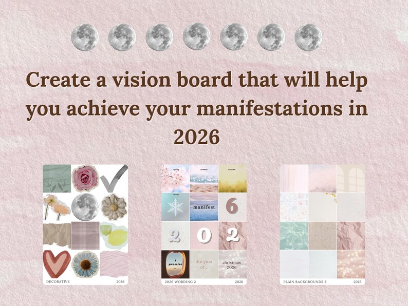 2026 Vision Board Printable Pack - an Aesthetic Collage Kit for ...