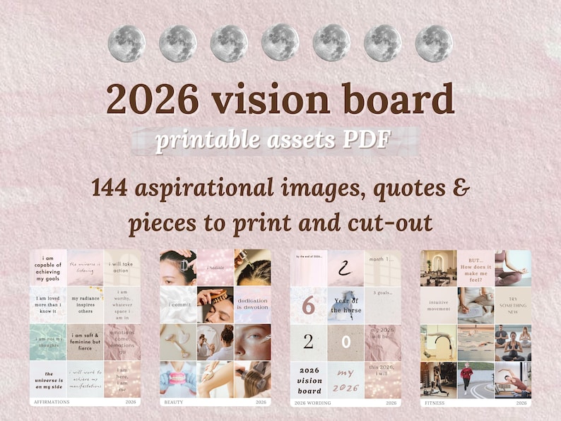 2026 Vision Board Printable Pack - an Aesthetic Collage Kit for ...