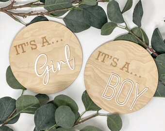 Gender Reveal Sign, It's A Girl Announcement Sign, It's A Boy Wooden Plaque, It's A Girl It’s A Boy Sign, Boho Gender Reveal Announcement