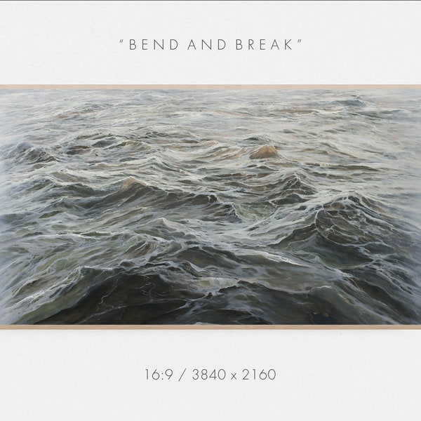 Samsung Frame TV Artwork by Adam Hall | "Bend and Break" Oil Painting | Modern Ocean Painting | Digital Download