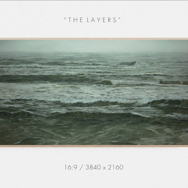 Samsung Frame TV Artwork by Adam Hall | "The Layers" Oil Painting | Modern Ocean Painting | Digital Download