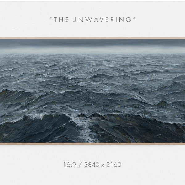 Samsung Frame TV Artwork by Adam Hall | "The Unwavering" Oil Painting | Modern Ocean Painting | Digital Download