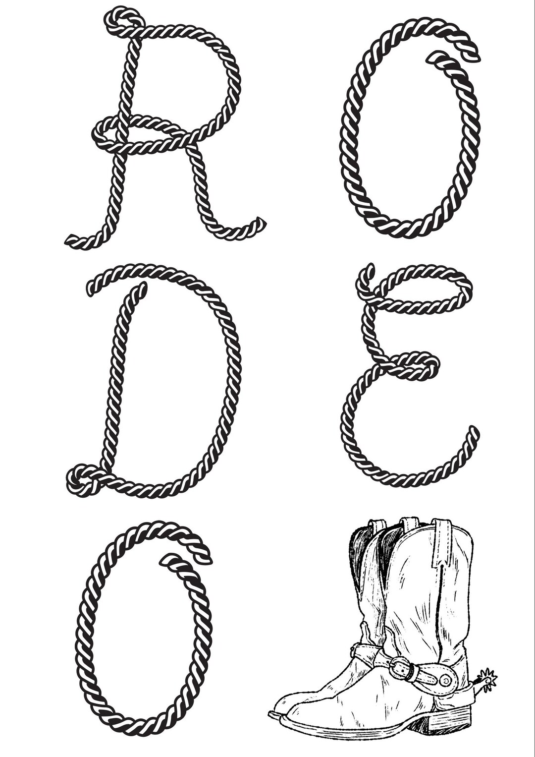 RODEO Rope Letter Digital Print - Etsy