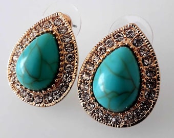Ottoman Boho Turquoise Earrings, Palace Queen Style