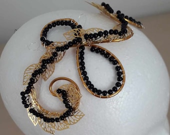 Cleopatra Headpiece, Golden Black Egyptian Style Hair Jewelry