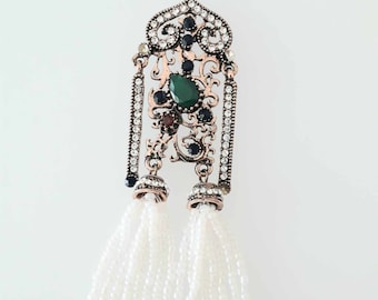 Emerald Bronze Necklace: Kosem Sultan, Turkish Arabesque Style