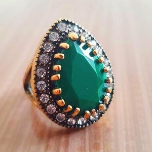Hurrem Sultan green emerald ring from the serie Magnificent Century, handmade size 8 Muhtesem Yuzyil, Velikolepniy Vek, El Sultan