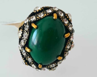 Hurrem Sultan Ring, Ottoman Green Stone, Inspired by Magnificent Century