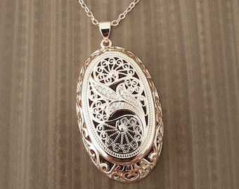 Meaningful Locket Necklace, Ornate Filigree Pendant