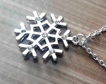 Handmade Silver Snowflake Necklace, Christmas Gift