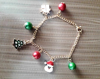 Brass Christmas Charm Bracelet