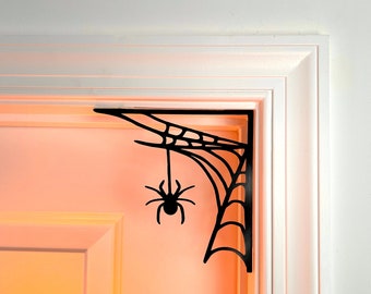 Halloween Spooky Web with Spider Door Corner Decor, Creepy Spider Webs Decor, Crawling Spiders Web Decorations, Spiderweb Halloween Gift