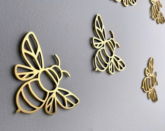 Gold Small Bees, Bee Decor, Bumble Bee Decor, Farmhouse Honey Bee Honey Comb Decor, Beehive Decor, Bee Wall Decor