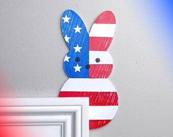 4th of July Peep Door Topper, American Door Corner Decor, Farmhouse Peeps Spring Summer Decor, America Patriotic Decorations, USA Home Decor