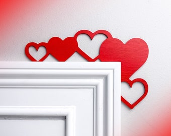 Group of Hearts Door Topper, Valentines Day Decor, Valentines Day Door Corner Trim, Valentines Day Farmhouse Decoration, Hearts Decor