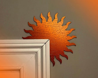 Copper Sun Door Topper, Sun Door Corner Decor, Golden Sun decoration, Sun Wall Art Decor, Boho Sun Decor, Rising Sun Decor