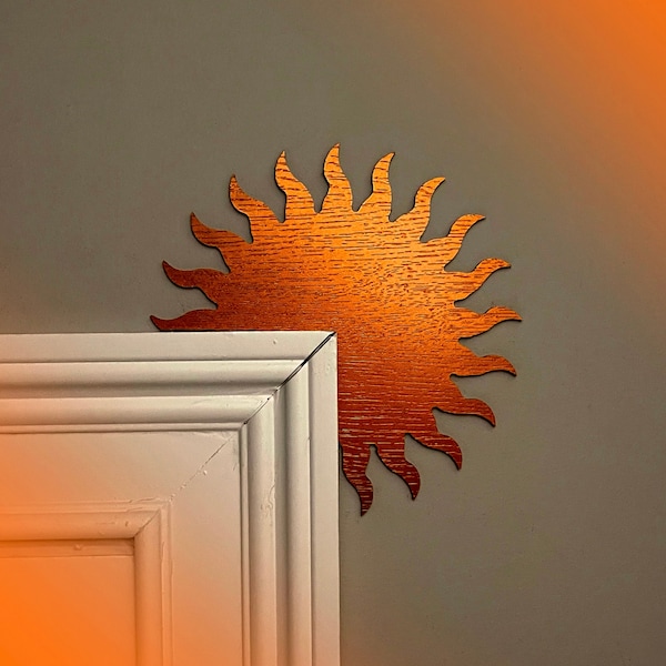 Copper Sun Door Topper, Sun Door Corner Decor, Golden Sun decoration, Sun Wall Art Decor, Boho Sun Decor, Rising Sun Decor