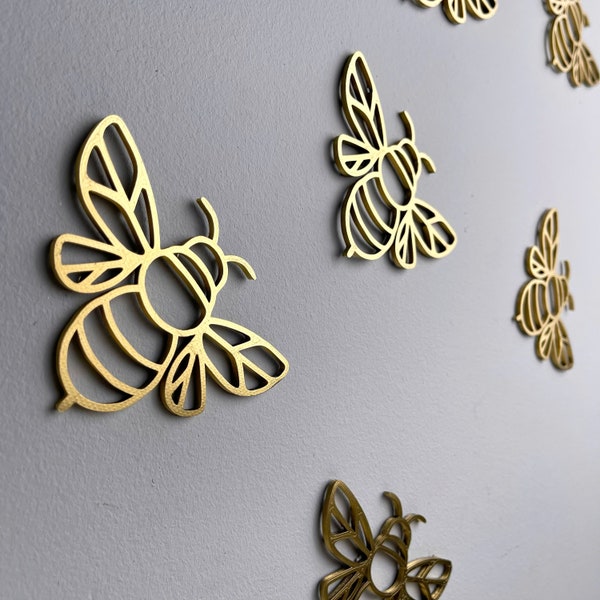 Gold Small Bees, Bee Decor, Bumble Bee Decor, Farmhouse Honey Bee Honey Comb Decor, Beehive Decor, Bee Wall Decor