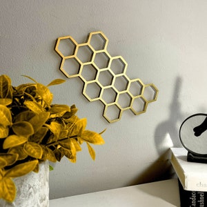 Gold Honeycomb Sign Wall Decor, Bee Decor, Bumble Bee Decor, Bee Hive Decor,  Honey Comb Decor, Farmhouse Decor, Summer Decor 