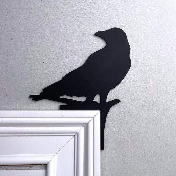 Head Turning Black Crow Door Topper, Raven Crow Decor, Halloween Spooky Decoration, Black Crow Door Corner Decor, Bird Door Sitter