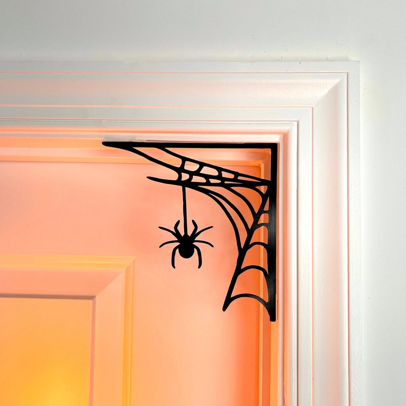 Halloween Spooky Web with Spider Door Corner Decor, Creepy Spider Webs Decor, Crawling Spiders Web Decorations, Spiderweb Halloween Gift image 1