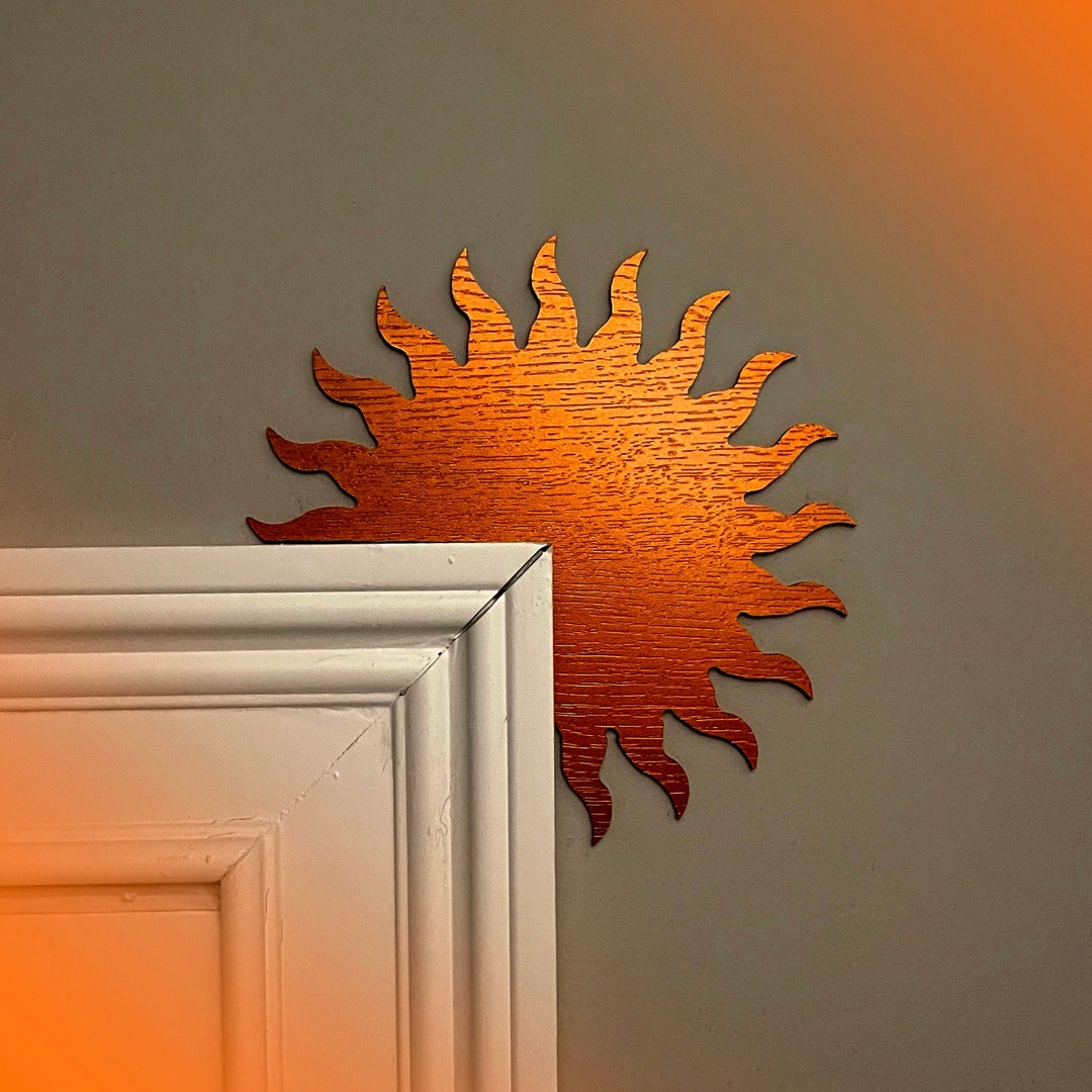 Copper Sun Door Topper, Sun Door Corner Decor, Golden Sun Decoration