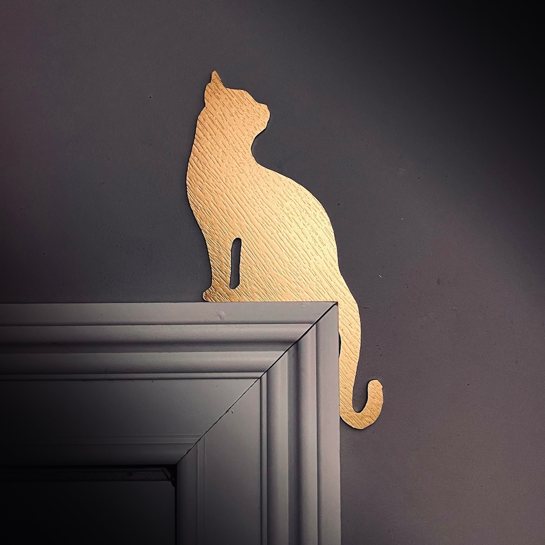 Gold Cat Sitting Door Topper Cat Door Corner Decor Cat Door Etsy
