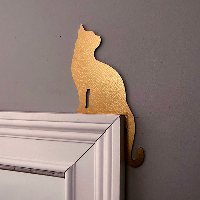 Gold Cat Sitting Door Topper Cat Door Corner Decor Cat Door Etsy