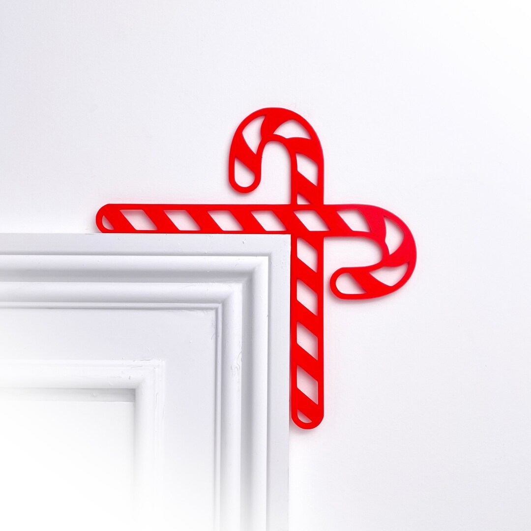 Candy Cane Door Topper, Christmas Candy Cane Door Corner Trim Decor