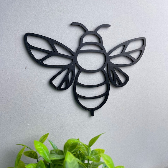 Black Bumble Bee Wall Decor, Farmhouse Honey Bee Decor, Honey Comb