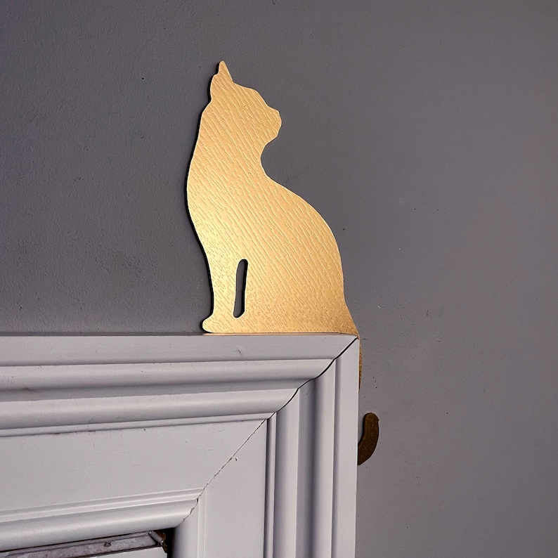 Gold Cat Sitting Door Topper Cat Door Corner Decor Cat Door Etsy
