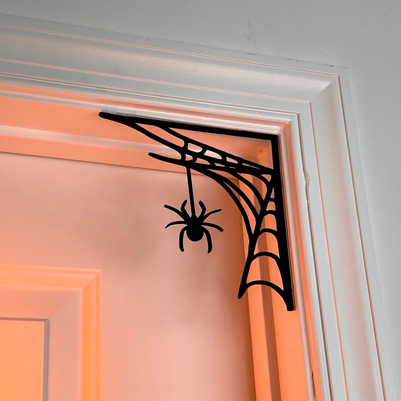 Halloween Spooky Web with Spider Door Corner Decor, Creepy Spider Webs Decor, Crawling Spiders Web Decorations, Spiderweb Halloween Gift image 4