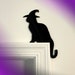 Witch Cat Door Topper, Black Cat Decor, Witch Cat Halloween Door Corner Decor, Cat Door Sitter, Cat Lover Gift 