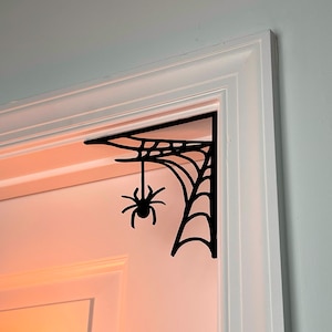 Halloween Spooky Web with Spider Door Corner Decor, Creepy Spider Webs Decor, Crawling Spiders Web Decorations, Spiderweb Halloween Gift image 2