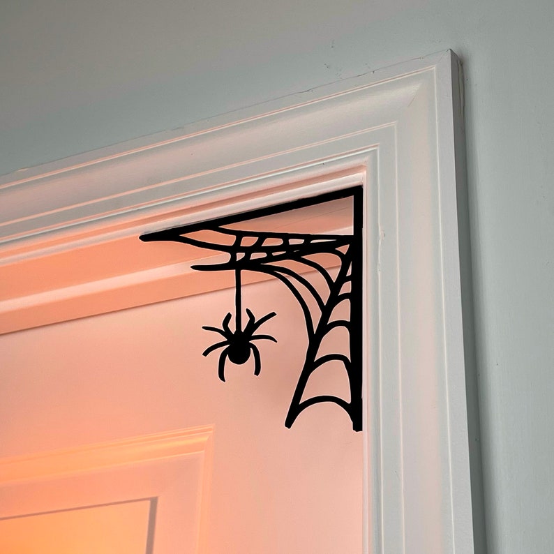 Halloween Spooky Web with Spider Door Corner Decor, Creepy Spider Webs Decor, Crawling Spiders Web Decorations, Spiderweb Halloween Gift image 2