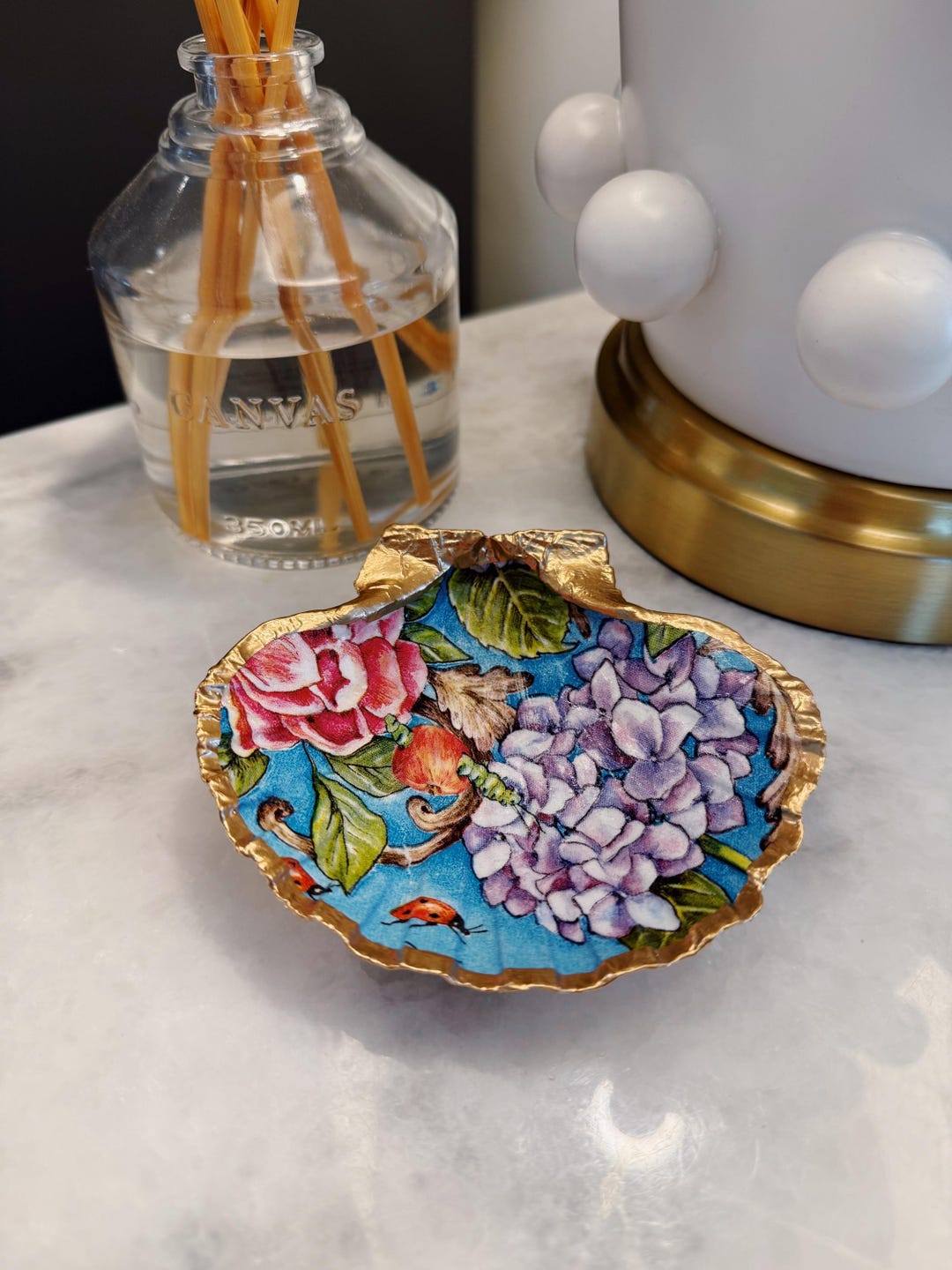 Hydrangea Shell Ring Dish: Teacher Gift, Coastal Jewelry Tray, Beach ...