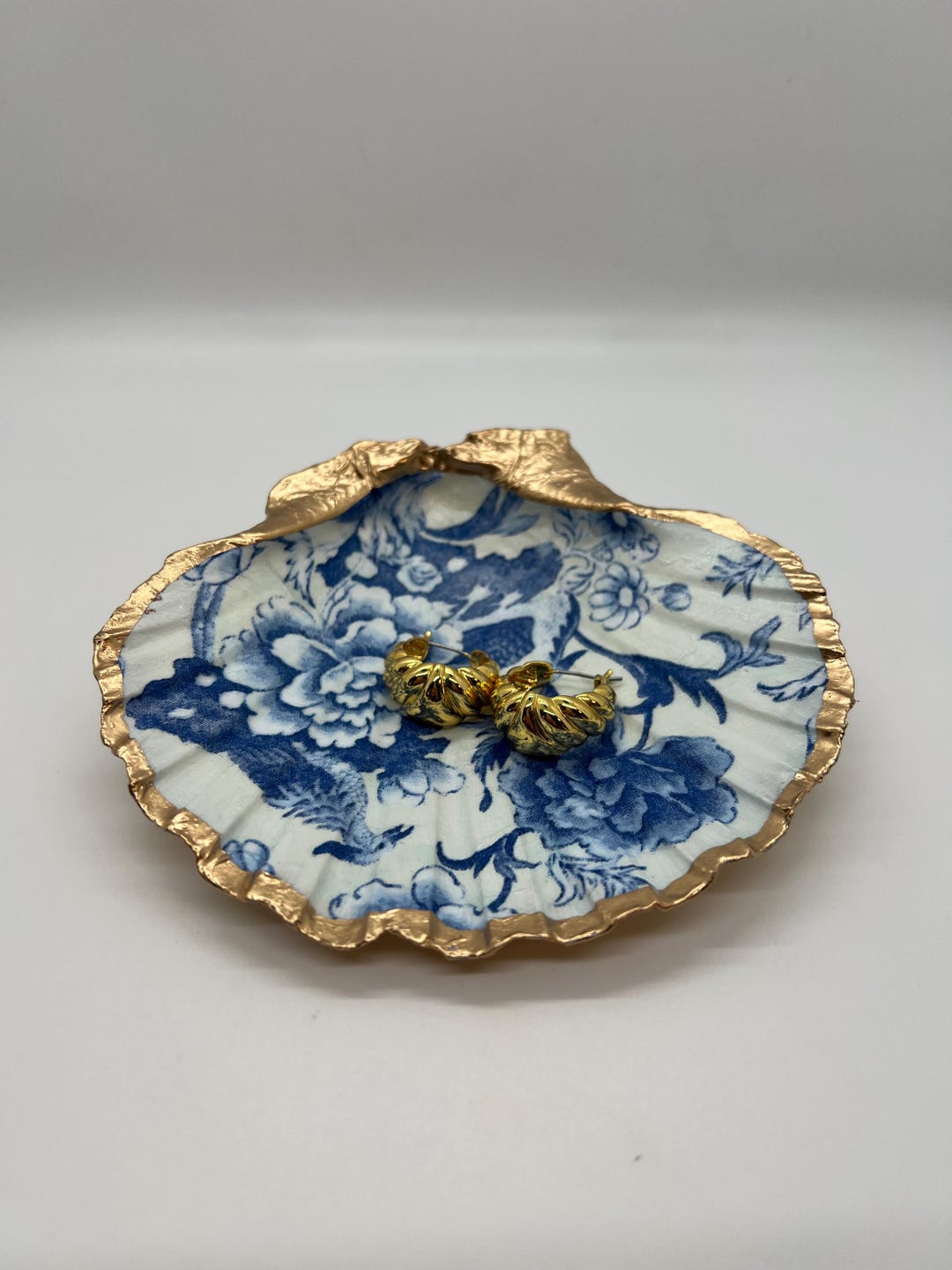 Chinoiserie Shell Ring Dish: Blue and White Coastal Jewelry Tray, Beach ...