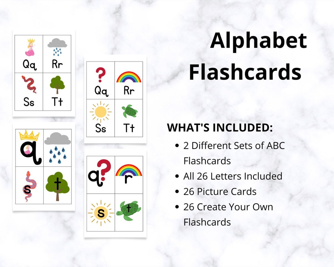 Alphabet ABC Flashcards, ABC Words Picture Cards, Preschool, Classroom