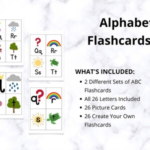 Alphabet ABC Flashcards, ABC Words Picture Cards, Preschool, Classroom, Learning Resource, Phonics, Activity, Printable, Instant Download