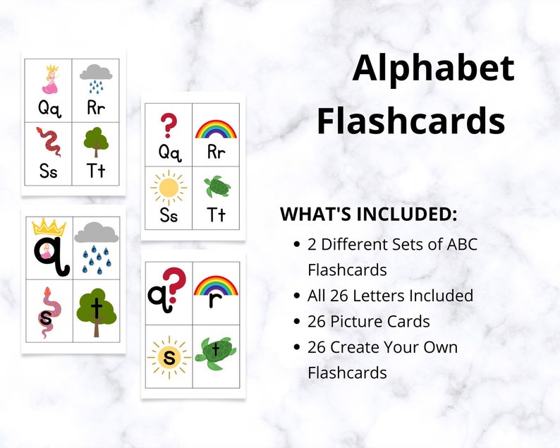 Alphabet ABC Flashcards, ABC Words Picture Cards, Preschool, Classroom ...