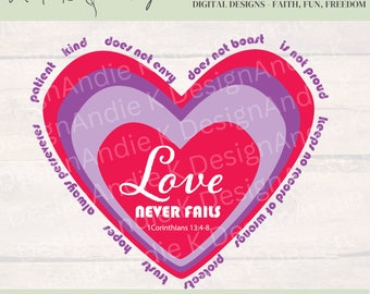 Love is Patient SVG: 1 Corinthians 13, Valentine Card (Digital Download)