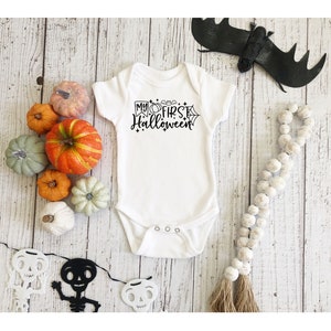 My First Halloween Infant Fine Jersey Bodysuit, Baby Girl or Boy Halloween Onesie, Cute Fall Baby Clothes