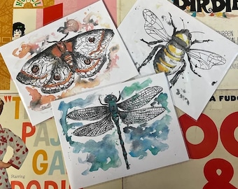 6x8 Insect Watercolor Prints