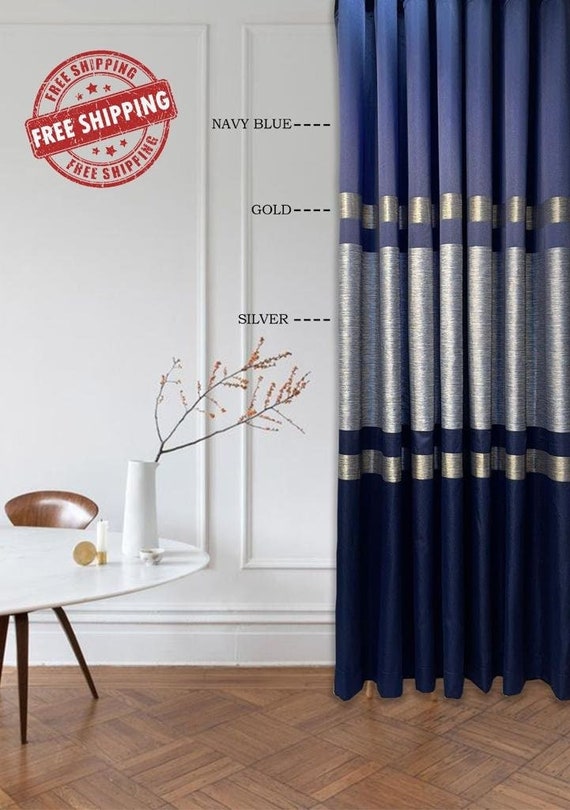 Blau Gold Silber Vorhang Verdunkelung Vorhang Modern Gold Tumbled