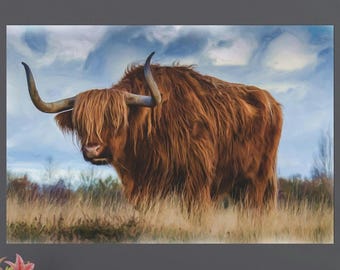 Highland Kuh Leinwanddruck, schottische Tierwandkunst