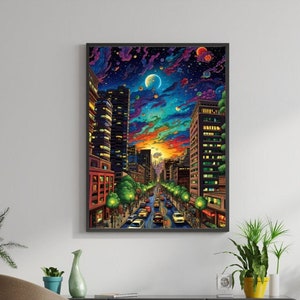 Wall Art | Tree Stars Print | Nursery Decor | Moon Art | Moon Print | Full Moon | Bohemian Home Decor | Space Themed Nursery