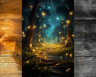 Póster del sendero del bosque encantado de las hadas, decoración mágica para el hogar