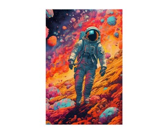 Psychedelic Astronaut Galaxy Painting, Space Fine Art Print