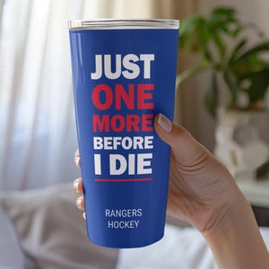 New York Rangers Hockey Tumbler Funny Gift Tumbler Rangers Tumbler 20oz Travel Mug Coffee Rangers Fan Merch Gift Steel Cup NHL Merch Gift